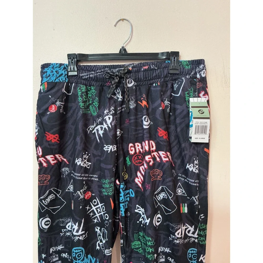 FRESH PRINCE OF BELAIR GRND‎ MONSTER Black Graffiti Jogger Drawstring XLARGE